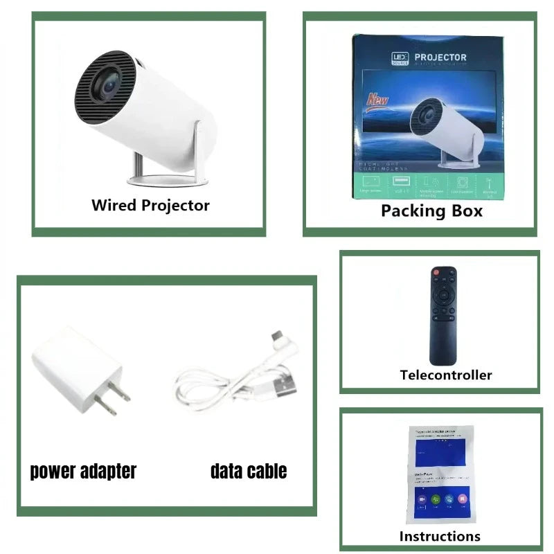 Experience Stunning Visuals with the HY200 270° Rotary Portable Projector - Full HD 1080P, Android & iOS Compatible, Perfect for Home Entertainment and On-the-Go Viewing