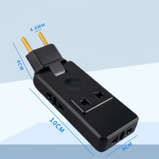 EU Plug Adapter 4-in-1 Wall Outlet Extension - Travel-Friendly Electrical Socket with 180 Degree Rotating Design