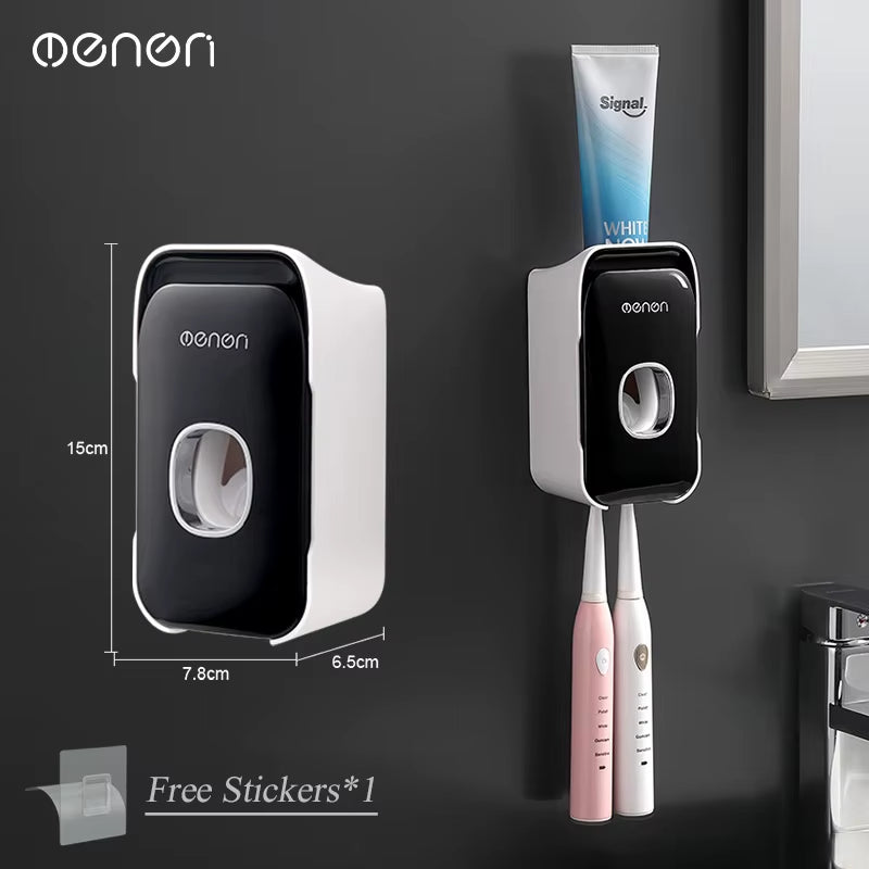 Automatic Toothpaste Dispenser Wall-Mounted Bathroom Toothpaste Squeezer Punch-Free Toothbrush Holder Rack Bathroom Acces