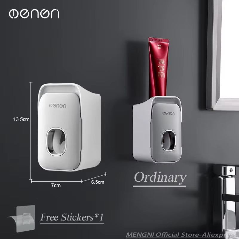 Automatic Toothpaste Dispenser Wall-Mounted Bathroom Toothpaste Squeezer Punch-Free Toothbrush Holder Rack Bathroom Acces