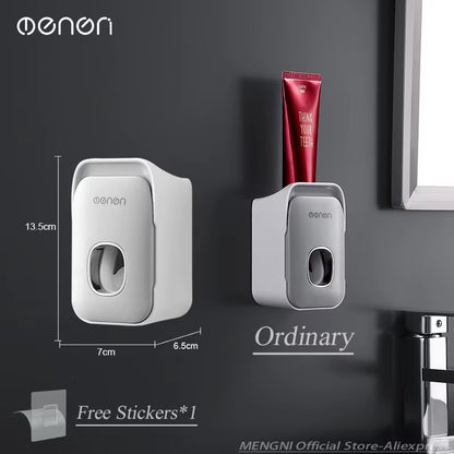 Automatic Toothpaste Dispenser Wall-Mounted Bathroom Toothpaste Squeezer Punch-Free Toothbrush Holder Rack Bathroom Acces