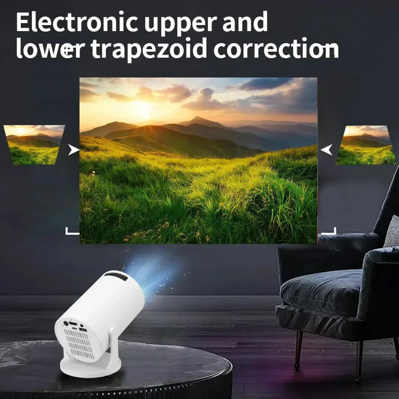 Experience Stunning Visuals with the HY200 270° Rotary Portable Projector - Full HD 1080P, Android & iOS Compatible, Perfect for Home Entertainment and On-the-Go Viewing