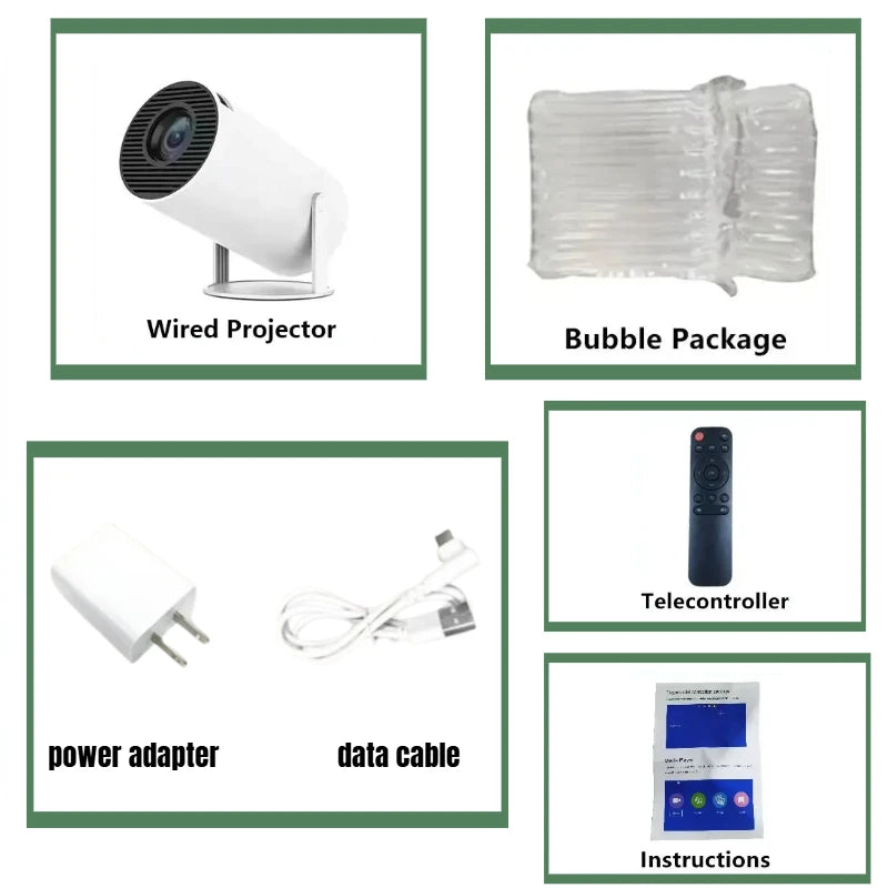 Experience Stunning Visuals with the HY200 270° Rotary Portable Projector - Full HD 1080P, Android & iOS Compatible, Perfect for Home Entertainment and On-the-Go Viewing