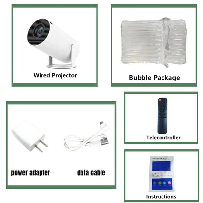 Experience Stunning Visuals with the HY200 270° Rotary Portable Projector - Full HD 1080P, Android & iOS Compatible, Perfect for Home Entertainment and On-the-Go Viewing