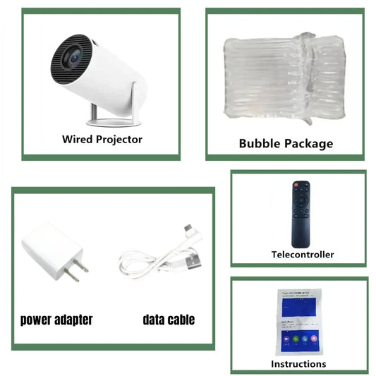 Experience Stunning Visuals with the HY200 270° Rotary Portable Projector - Full HD 1080P, Android & iOS Compatible, Perfect for Home Entertainment and On-the-Go Viewing