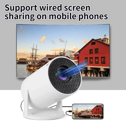 Experience Stunning Visuals with the HY200 270° Rotary Portable Projector - Full HD 1080P, Android & iOS Compatible, Perfect for Home Entertainment and On-the-Go Viewing